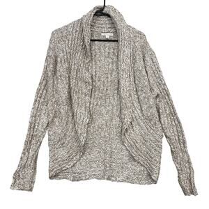 NYCO Streetwear Womens Cardigan Brown Cream Knit Cocoon Drape Front Large